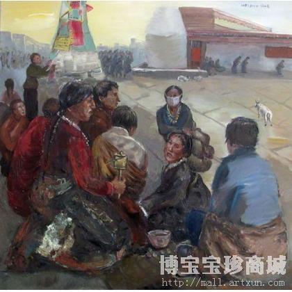 王荣松 八廓街朝圣的藏北牧民 类别: 油画X